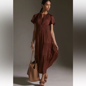 Anthropologie The Somerset Maxi Dress Rust Brown MP